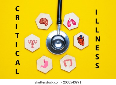 A Picture Of Stethoscope With Common Critical Illness Icon And Word.