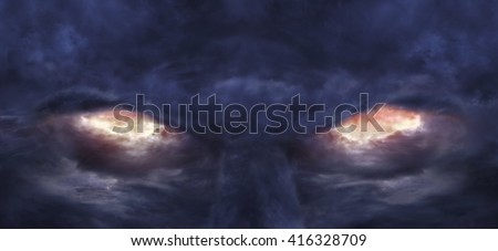 A picture of stormy clouds that formed the image of scary devil face
