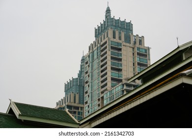   Picture Of A Striking Cream-colored Green Building In The Middle Of Bangkok, Thailand, Taken On February 3, 2018.                             