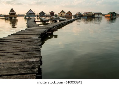A picture taken by the Bokod lake in Hungary during the evening. The 