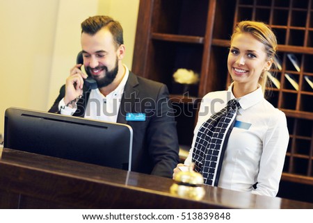 Picture of two receptionists at work 商業照片 © 