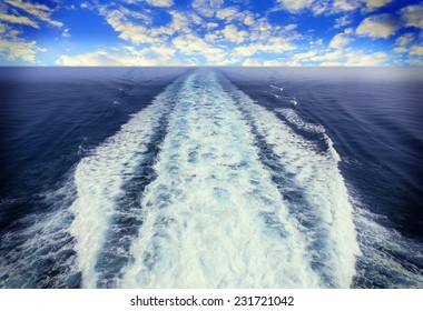 Picture Of A View Of A Boat Trace In The Sea