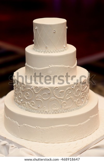 Picture White Wedding Cake Decorated Crystals Stock Photo Edit