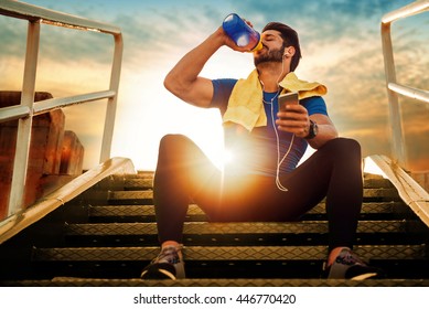 Picture of a young athletic man after training
