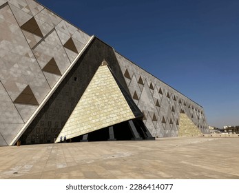 Pictures of the brand new Grand Egyptian Museum from outside with its Pyramids like shape - Shutterstock ID 2286414077