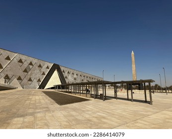 Pictures of the brand new Grand Egyptian Museum from outside with its Pyramids like shape - Shutterstock ID 2286414079