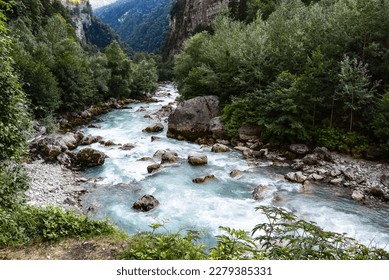 The picturesque Bzyb River in the Ricin Nature Reserve. Abkhazia 2019 - Shutterstock ID 2279385331