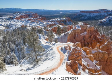 Picturesque colorful pink rocks of the Bryce Canyon National park in the winter season, Utah, USA - Shutterstock ID 2257970529