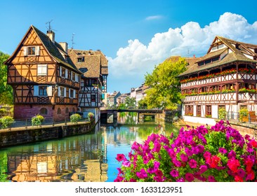 Picturesque District Petite France In Strasbourg, Houses On River