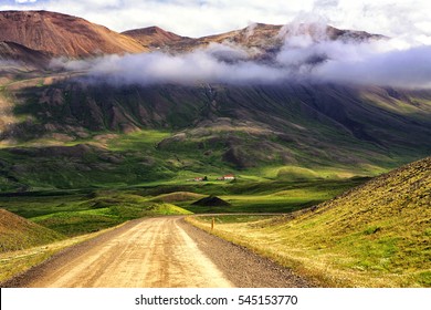 Picturesque gravel road in Iceland