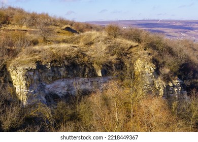 Picturesque Hilly Valley Of Eastern Europe. Background With Copy Space For Text