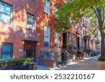 Picturesque houses in Greenwich Village in New York, USA