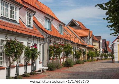 picturesque houses in the historic fishing village Holm in the city of Schleswig