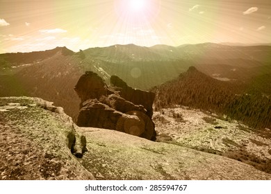 picturesque landscape Turtle Mountain in the mountain Ergaki Western Sayan on a sunny summer day instagram filter - Shutterstock ID 285594767