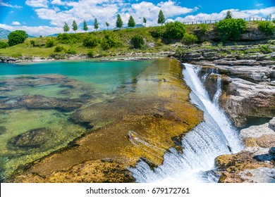 Picturesque Niagara Falls on the river Cievna. Montenegro, near Podgorica.