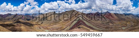 Similar – Woman on the top of the Rainbow Mountain, Peru.