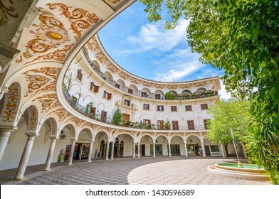 The Picturesque Plaza Del Cabildo In Seville, Andalusia, Spain.