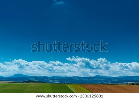 Picturesque rural landscape with cultivated fields in Europe
