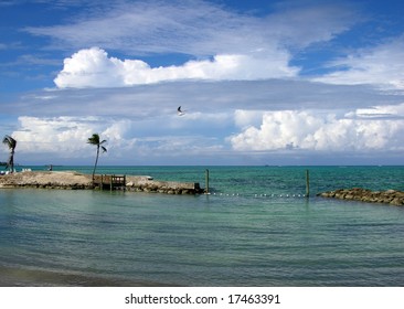 Picturesque Sky Over Cable Beach In Nassau, The Bahamas.