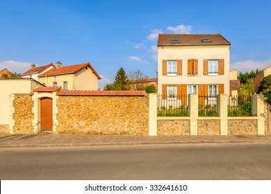 Picturesque Small Town Street View In Roissy En France, Paris, France.