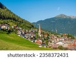 Picturesque summer view of the village of Trins in the Austrian Alps. Trins in the Gschnitztal valley, a tributary valley of the Wipptal is one of the few remaining original villages, Tyrol, Austria.