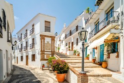 Picturesque Town Of Frigiliana Located In Mountainous Region Of Malaga, Costa Del Sol, Andalusia, Spain