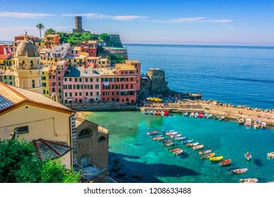 Picturesque Town Of Vernazza, In The Province Of La Spezia, Liguria, Italy