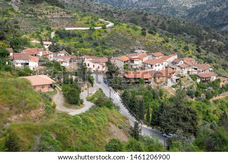 Picturesque traditional mountain village of Lazania at Machairas forest in Cyprus