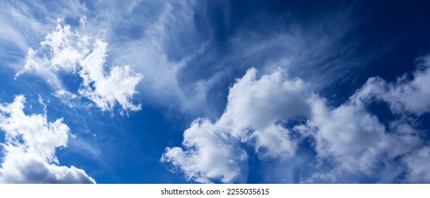 Picturesque view of beautiful blue sky with white clouds on sunny day, banner design - Shutterstock ID 2255035615