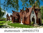 Picturesque view of the Castelul de Lut Valea Zanelor - a fairy tale clay castle at Valley of Fairies in Sibiu county, Romania