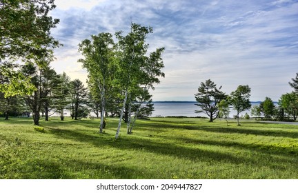 Picturesque View Of An Empty State Park In Maine In The Late Spring.