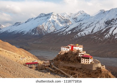 Picturesque view of the Key Gompa Monastery (4166 m) at sunset. Spiti valley, Himachal Pradesh, India. Canon 5D MkII.