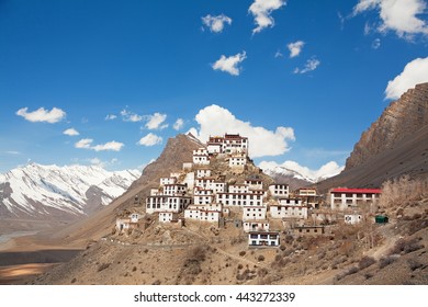Picturesque view of the Key Gompa Monastery (4166 m) at sunrise. Spiti valley, Himachal Pradesh, India. Canon 5D Mk II.