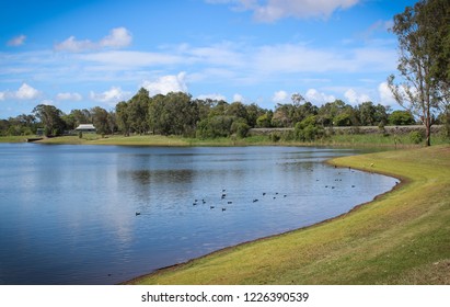 A Picturesque View Of Lake Samsonvale From Bullocky Rest In Queensland, Australia. 