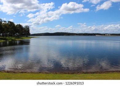 A Picturesque View Of Lake Samsonvale From Bullocky Rest In Queensland, Australia. 