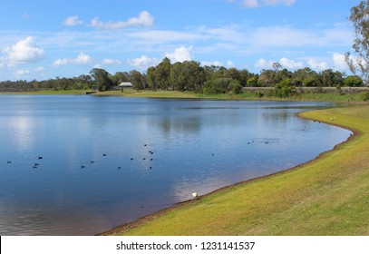 A Picturesque View Of Lake Samsonvale From Bullocky Rest In Queensland, Australia. 