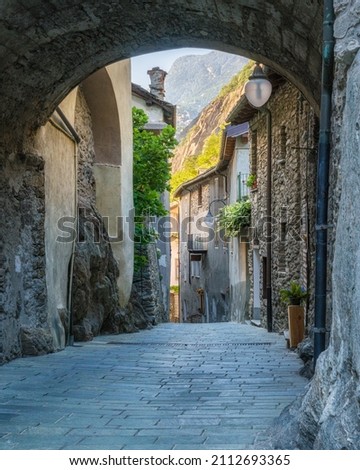 The picturesque village of Bard in Aosta Valley, northern Italy, on summer afternoon.