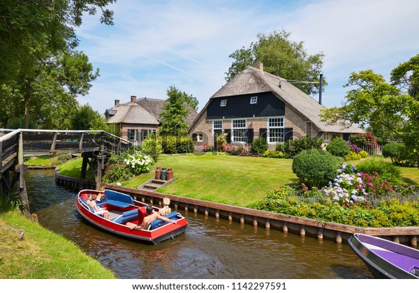 Picturesque Village Giethoorn Province Overijssel Called Stock Photo ...