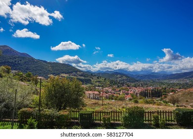 The Picturesque Village Of Kalavryta. It Is A Small Town And A Municipality In The Mountainous East - Central Part Of The Regional Unit Of Achaea, Peloponnese, Greece.