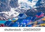 Picturesque village on coast of Greenland - Colorful houses in Tasiilaq, East Greenland