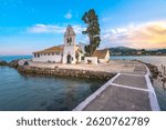 Picturesque Vlacherna Monastery and Pontikonisi island, Corfu, Greece.  