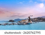 Picturesque Vlacherna Monastery and Pontikonisi island, Corfu, Greece.  