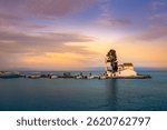 Picturesque Vlacherna Monastery and Pontikonisi island, Corfu, Greece.  