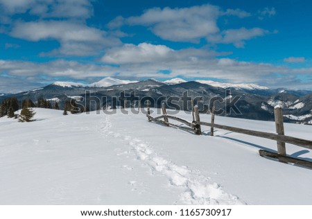 Similar – schneebedeckter Zaun Natur