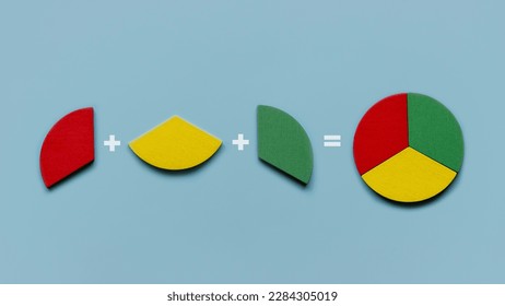 Pie chart formation. Additional process. Business and education concept.