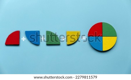 Pie chart formation. Additional process. Business and education concept.