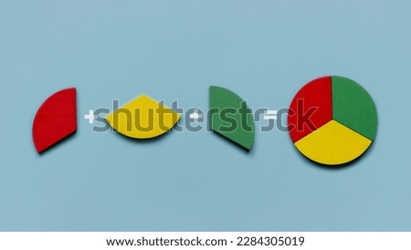 Pie chart formation. Additional process. Business and education concept.