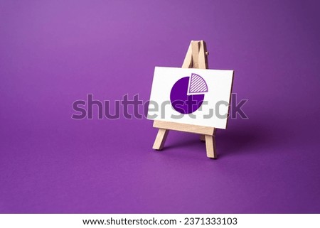 Pie chart on an easel stand. Financial report presentation. Deposit revenue. Successful business. Investment opportunities. Stability and resilience