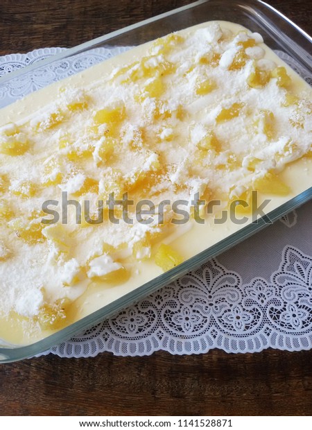 Pie Made Pineapple Sweet Cream Pineapple Stock Photo Edit Now