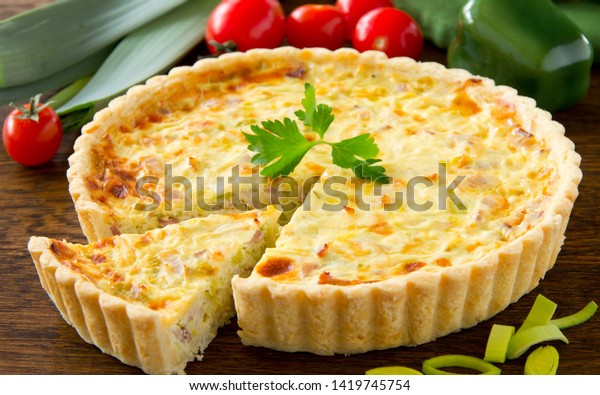 Pie Quice Salmon Spinach Soft Cheese Stock Photo (Edit Now) 1419745754